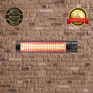 Golden IR Outdoor Patio Heater with Remote Control (2kW, 600mm, Black, IP67) MODEL RCH2000/6