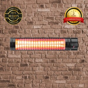 Golden IR Outdoor Patio Heater with Remote Control (2.5kW, 600mm, Black, IP67) MODEL RCH2500/6