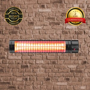 Golden IR Compact Patio Heater with Remote Control (2Kw, 400mm, Black, IP67) MODEL-RCH2000/4