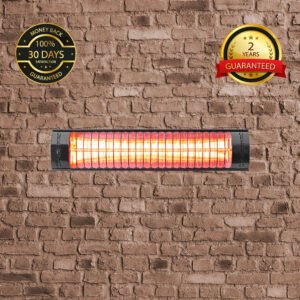 Golden IR Outdoor Patio Heater Without Remote Control (2kW, 600mm, Black, IP67) MODEL BH2000/6