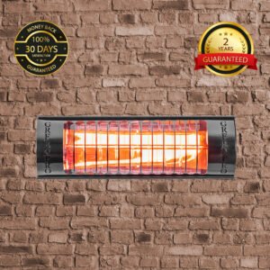 Golden IR Outdoor Patio Heater Without Remote Control (2kW, 400mm, Black, IP67) MODEL BH-2000/4